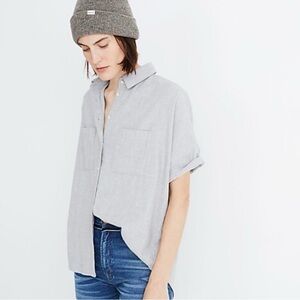 Madewell Short Sleeve Gray Button Down Shirt